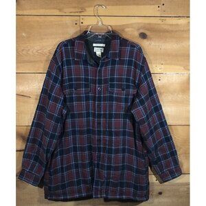 L.L. Bean Insulated Fleece Lined Button Up Plaid Flannel Jacket Mens Size XL